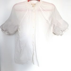 H&M white short sleeve button dwn eyelet details